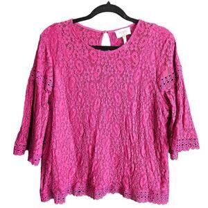 Laundry by Shelli Segal Pink Lace Blouse‎ Sz XL Barbie